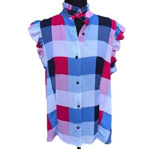 NY&Co Sleeveless Checkered Blouse with Bow Detail‎